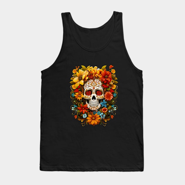 Skull with flowers Tank Top by Jirka Svetlik